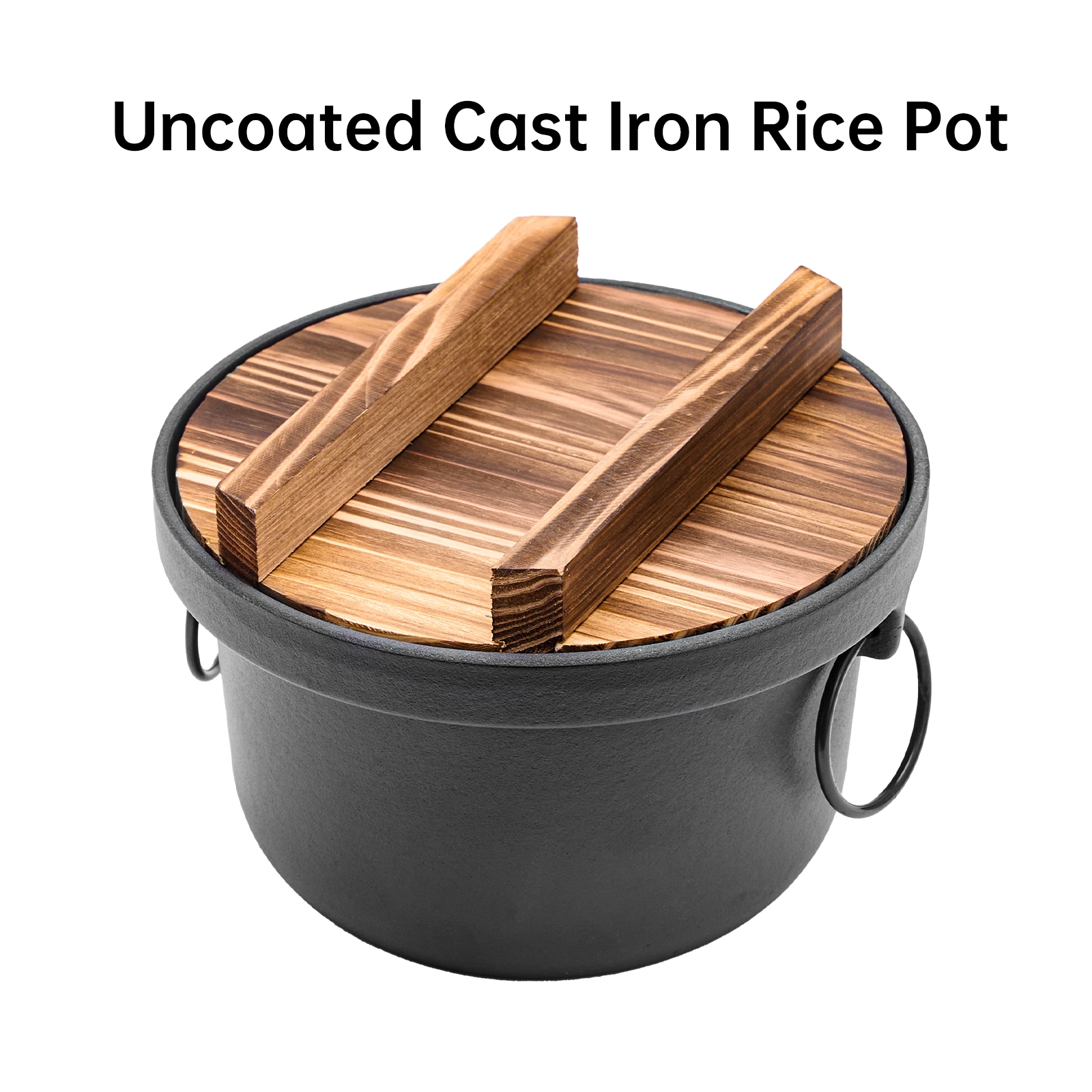 WANGYUANJI Cast Iron Dutch Oven With Wooden Lid, Safe And Non-Coatings, Deep Pot For Camping, 7.9" Cast Iron Pot With Handles For Cooking Rice, Soup, Skewers_voghion.com